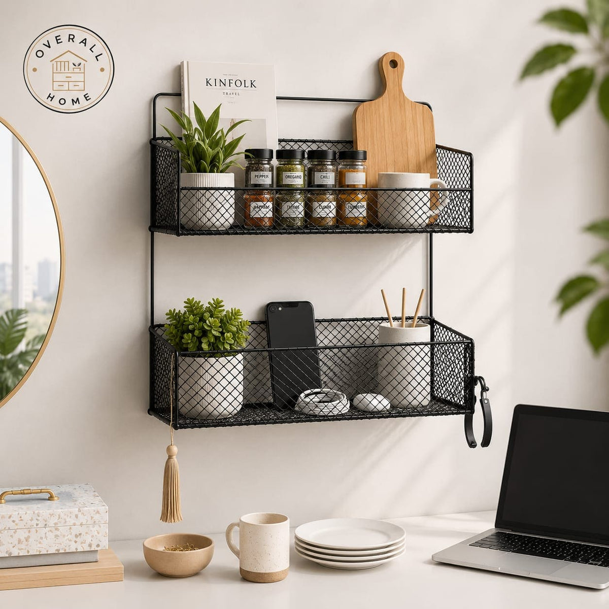 2 Layer Iron Shelf Rack | Wall Mounted Kitchen & Bathroom Storage Organizer