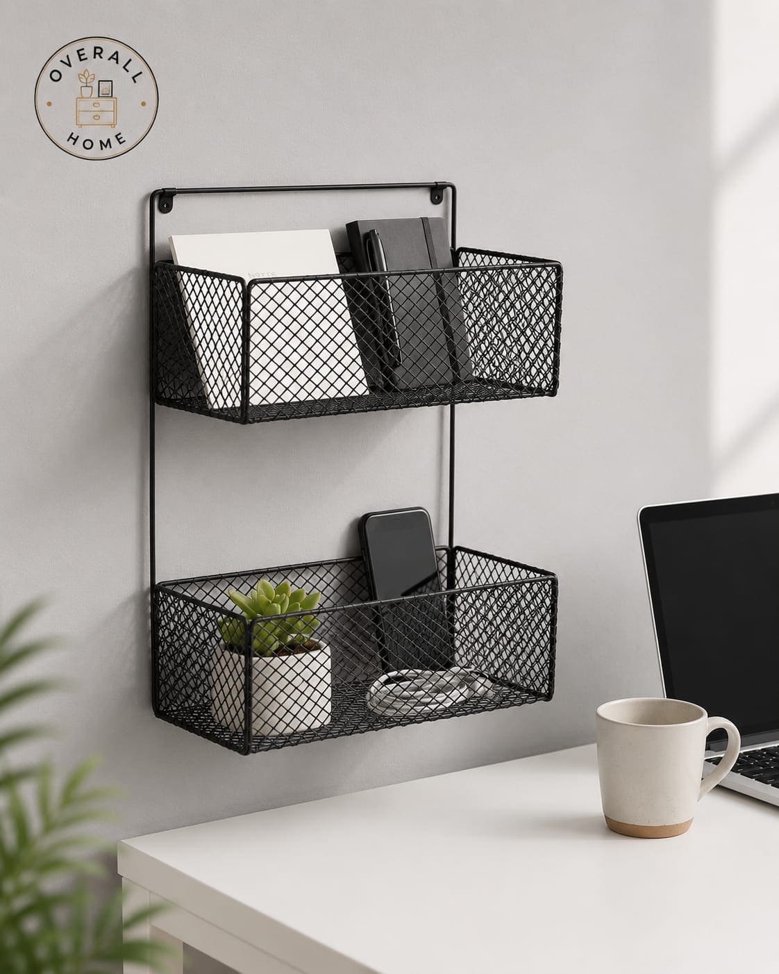 2 Layer Iron Shelf Rack | Wall Mounted Kitchen & Bathroom Storage Organizer