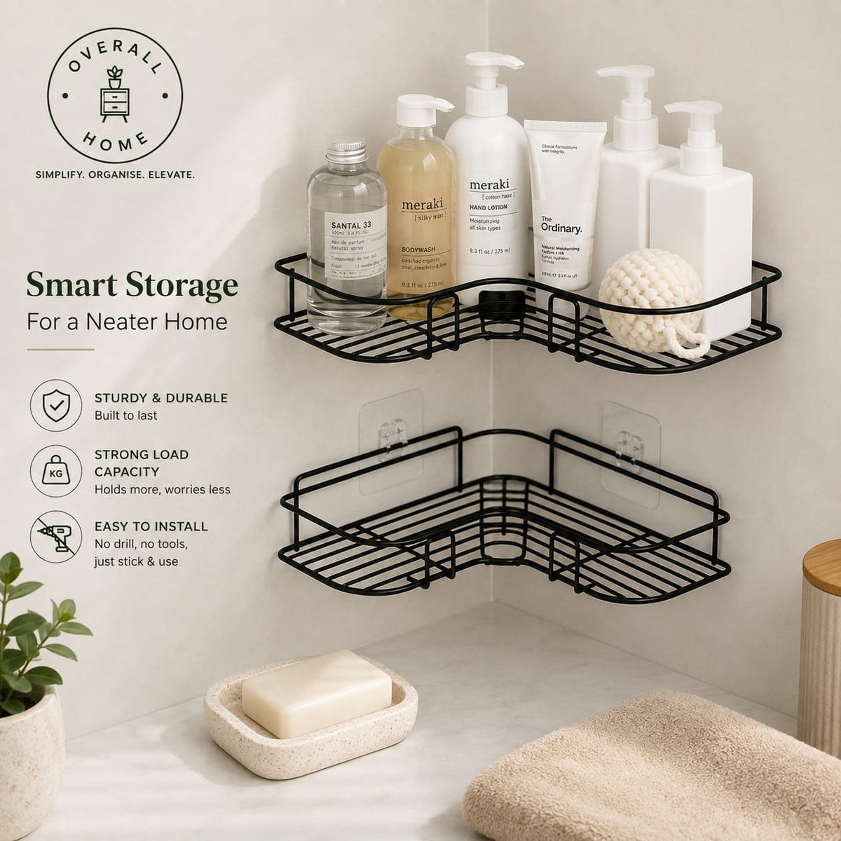 Washroom Corner Stand Metal Organizer