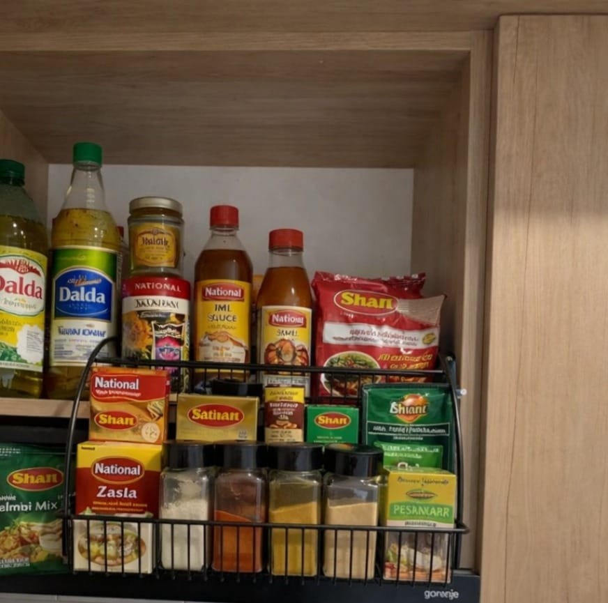 3 Tier Pull Down Spice Rack Organizer for Kitchen | Wall Mounted Cabinet Storage