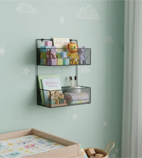 2 Layer Iron Shelf Rack | Wall Mounted Kitchen & Bathroom Storage Organizer